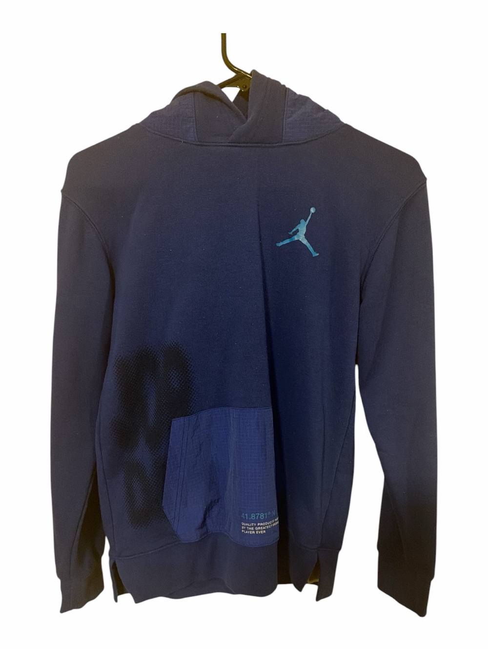 Jordan Nike Blue Hoodie with Teal Jumpman Logo youth L